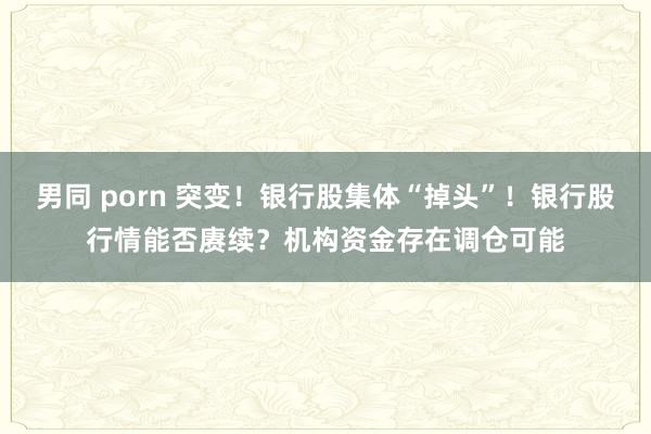 男同 porn 突变！银行股集体“掉头”！银行股行情能否赓续？机构资金存在调仓可能
