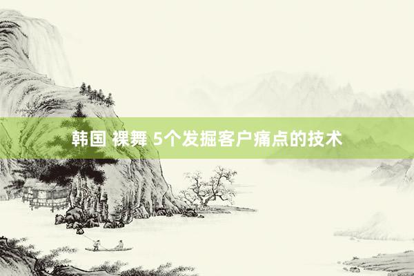 韩国 裸舞 5个发掘客户痛点的技术